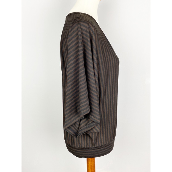 Cielo Black/Brown Stripe V Neck Striped Dolman Sleeves Top Small - Picture 5 of 8